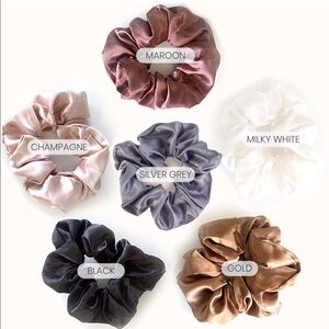 6 Satin Scrunchies For Hair 6 Colors Set - Hair Accessories - Neutral Color  Set